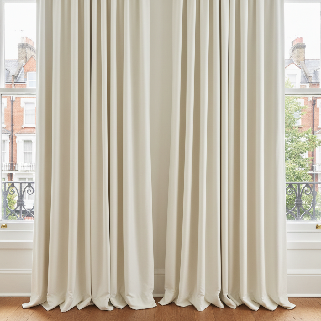 Bright crisp cream curtains after professional in-situ cleaning
