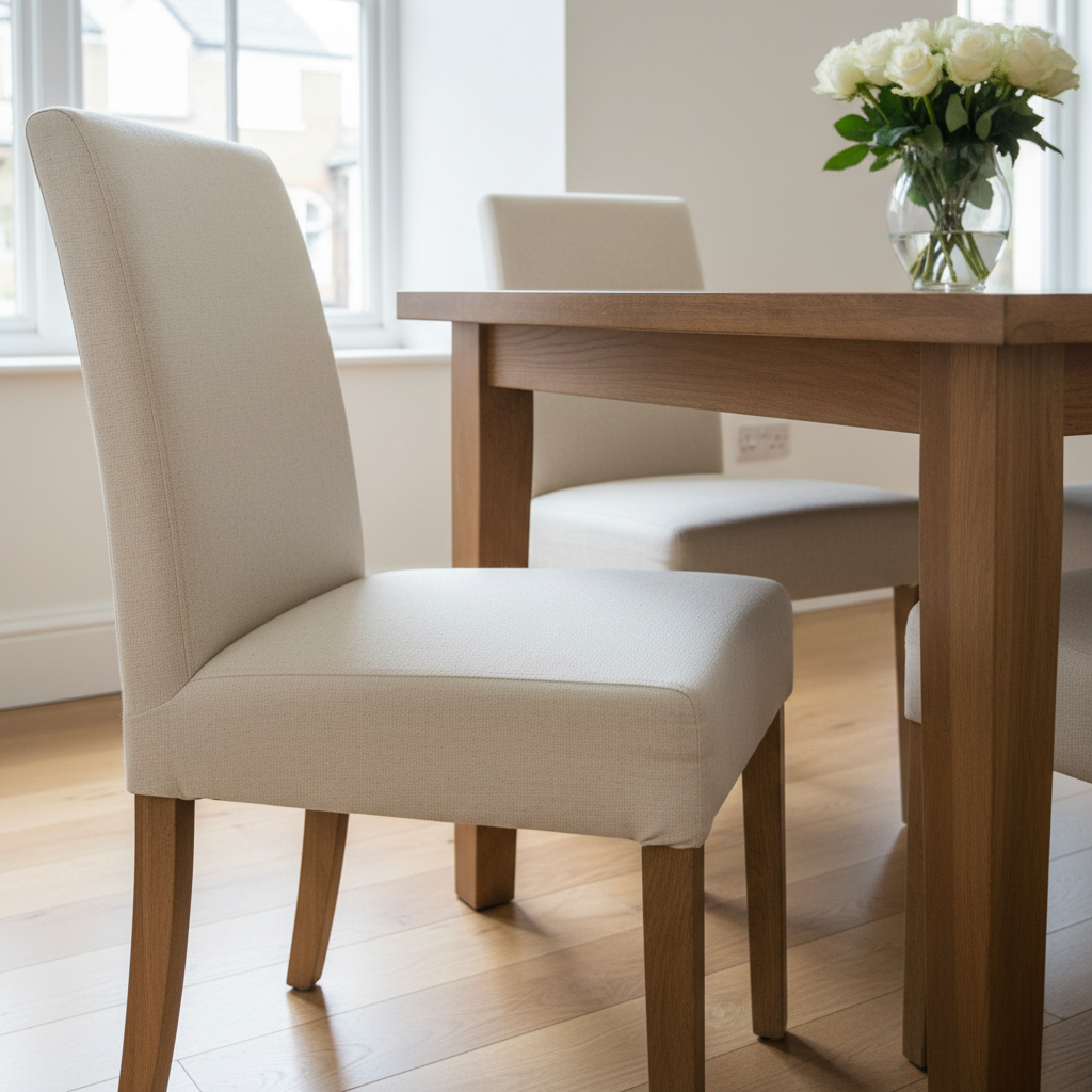 Clean fabric dining chair seat pad after professional cleaning