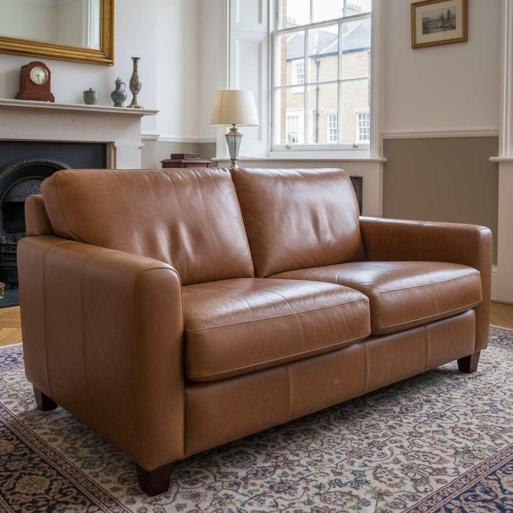 Supple conditioned leather sofa after professional leather cleaning